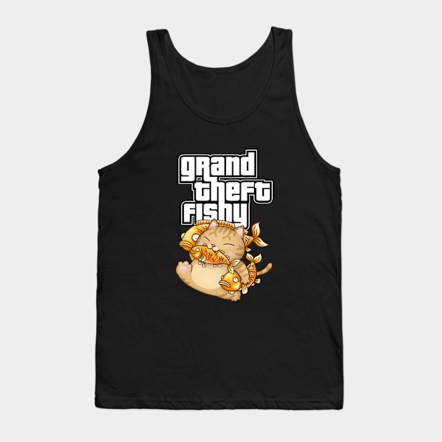 Grand Theft Fishy Cat Stealing Fish Tank Top by Takeda_Art